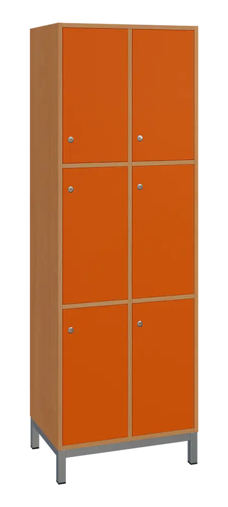 SBS-3322 šatní skříň 6-boxová, 1800x600x400 mm, kovové nohy, korpus buk royal, dvířka pomeranč